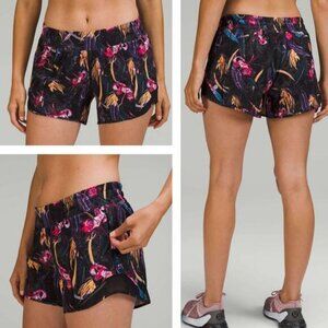 LULULEMON Hotty Hot Low-Rise Lined Short 4" Size 2 Veiled Floral Black Multi
